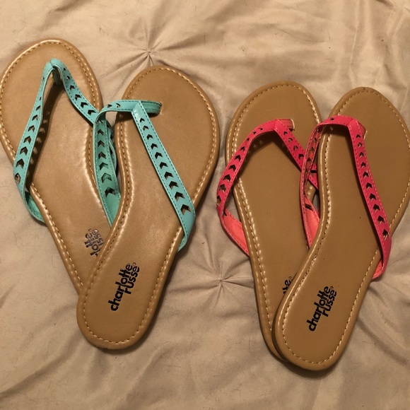 Charlotte Russe Shoes - Flip flops. Pink & blue 🚨SALE 🚨